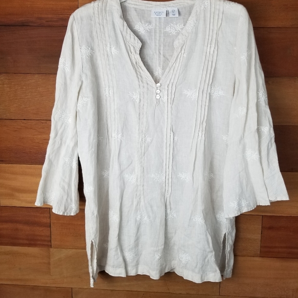 Antibes Blanc Tops - Antibes Blanck linen tunic size L